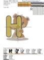 Медвежонок Тедди буква H Дизайн машинной вышивки - 4 размера