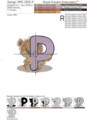 Медвежонок Тедди буква P Дизайн машинной вышивки - 5 размеров