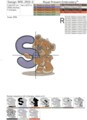 Медвежонок Тедди буква S Дизайн машинной вышивки - 4 размера