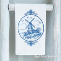 Мельница Делфтский Синий Дизайн машинной вышивки в голландском стиле - 5 размеров