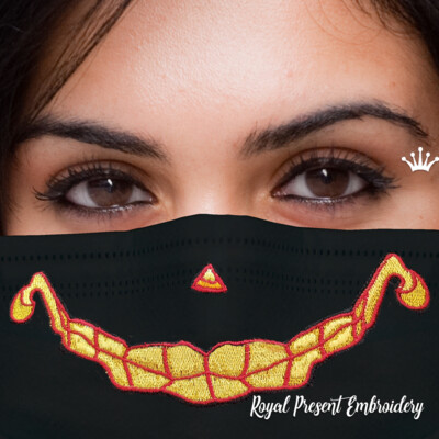ITH Smiling Halloween face mask free machine embroidery design