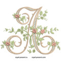 Монограмма A с розами Дизайн машинной вышивки