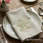 Монограмма O с розами Дизайн машинной вышивки