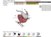 Мультяшный Дед Мороз на лыжах Дизайн Машинной Вышивки - 3 размера