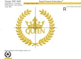 Надпись Королева с Короной в Венке Дизайн машинной вышивки - 2 размера