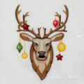 Новогодний Олень Дизайн машинной вышивки - 4 размера