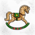Новогодняя Лошадка Дизайн машинной вышивки - 4 размера