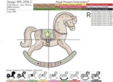 Новогодняя Лошадка Дизайн машинной вышивки - 4 размера