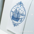 Парусник Делфтский Синий Дизайн машинной вышивки в голландском стиле - 5 размеров
