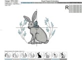 Пасхальный Кролик с бантом Дизайн машинной вышивки - 2 размера