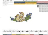 Пасхальные Утята в цветах Дизайн машинной вышивки - 3 размера