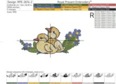 Пасхальные Утята в цветах Дизайн машинной вышивки - 3 размера