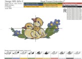 Пасхальные Утята в цветах Дизайн машинной вышивки - 3 размера