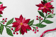 Пуансеттии салфетка под тарелку для промышленной вышивальной машины в пяльцах - 2 размера