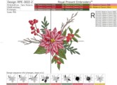 Пуансеттия зимний букет Дизайн машинной вышивки - 2 размера