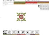 Роза Тюдоров квадрат Дизайн машинной вышивки - 6 размеров