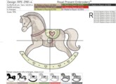 Рождественская Лошадка-Качалка Дизайн машинной вышивки - 5 размеров