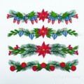 Рождественские Бордюры с Пуансеттиями дизайны машинной вышивки - 4 в 1