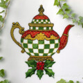 Рождественский клетчатый чайник с падубом - 3 размера