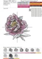 Розовый большой Пион с листьями Дизайн машинной вышивки - 7 размеров