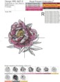 Розовый большой Пион с листьями Дизайн машинной вышивки - 7 размеров