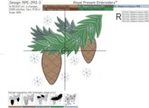 Шишки на ветке Дизайн машинной вышивки - 3 размера