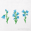 Синие Колокольчики Три Дизайна машинной вышивки - 4 размера