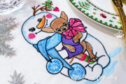 Снеговик с собачкой Дизайн машинной вышивки - 4 размера