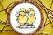 Цыплята с бантиками Дизайн машинной вышивки - 3 размера