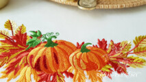 Тыквы с листьями Угловой Дизайн машинной вышивки - 2 размера