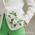 Угловой дизайн машинной вышивки Ромашки и божья коровка - 3 размера