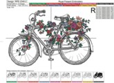 Велосипед с цветами Дизайн машинной вышивки - 4 размера