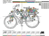 Велосипед с цветами Дизайн машинной вышивки - 4 размера
