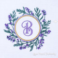 Венок Лаванды для монограммы Дизайн машинной вышивки - 3 размера