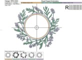 Венок Лаванды для монограммы Дизайн машинной вышивки - 3 размера