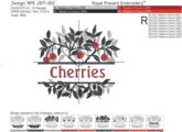 Вишни рамка с надписью Дизайн машинной вышивки - 6 размеров