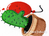 Влюбленный кактус и Шарик Дизайн машинной вышивки - 2 размера