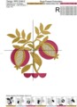Якобинские Гранаты Дерево Дизайн машинной вышивки - 6 размеров