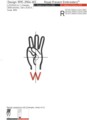 Язык Глухих Буква W дизайн машинной вышивки - 3 размера