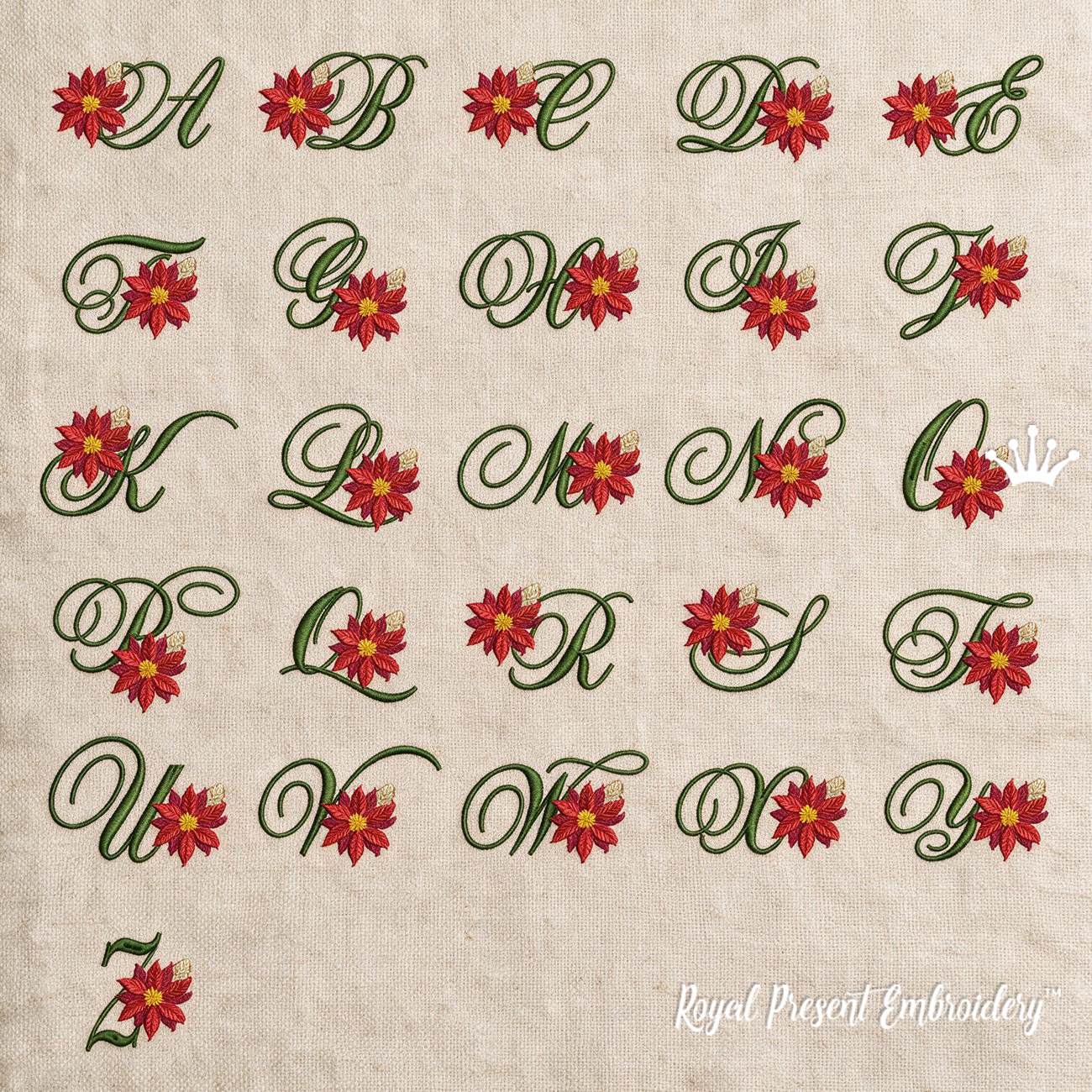 Christmas capital letters machine embroidery design set for 4x4 hoops