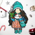 Зимняя Куколка Дизайн машинной вышивки - 4 размера