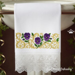 Вензельный бордюр Барокко с анютиными глазками - 4 размера