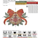 Елочный Шар с барочным узором и бантом - 4 размера