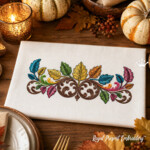 Бордюр Цветные листья и завитки - 4 размера