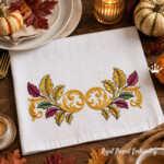 Бордюр Цветные листья и завитки барокко - 4 размера