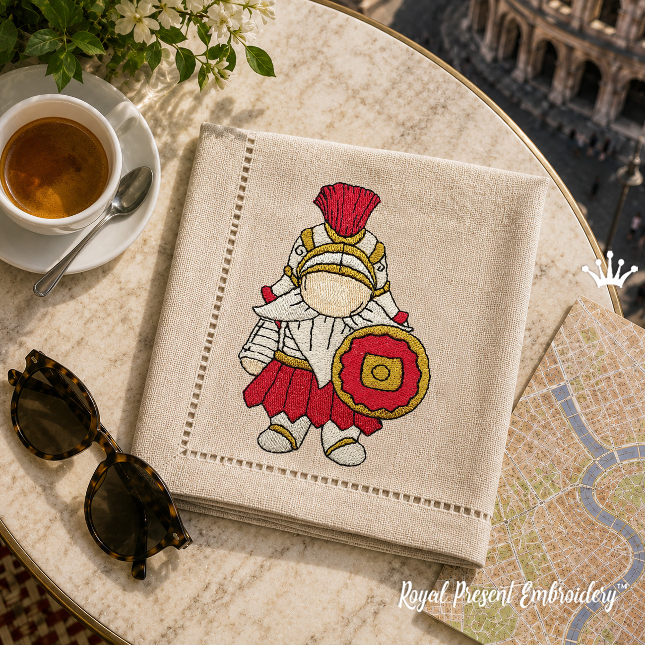 Roman Soldier Gnome Machine Embroidery Design