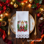 Рождественский Щелкунчик с еловыми ветвями и лентой - 4 размера