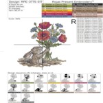 Кролик с букетом маков, ромашек и васильков - 5 размеров
