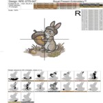 Осенний кролик с желудем дизайн машинной вышивки - 8 размеров