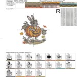 Маленький Осенний кролик с тыквой дизайн вышивки - 5 размеров